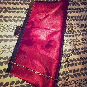 Red Satin Clutch Purse by Jessica McClintock